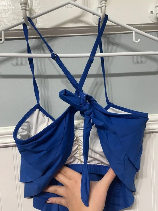 Amazon Blue Ruffle Swim Top - Picture 6 of 6
